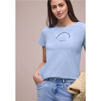 Street One T-Shirt mit Rundhals und Muschelprint - Blau - Damen Street One T-Shirt mit Rundhals und Muschelprint - Blau - Damen
