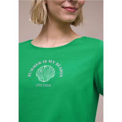Street One T-Shirt mit Rundhals und Muschelprint - Grün - Damen Street One T-Shirt mit Rundhals und Muschelprint - Grün - Damen