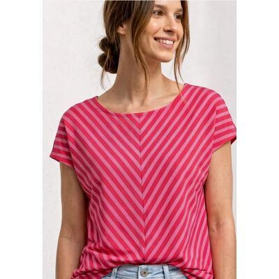Street One Kurzarm Shirt mit Streifenmuster - Rot - Damen Street One Kurzarm Shirt mit Streifenmuster - Rot - Damen