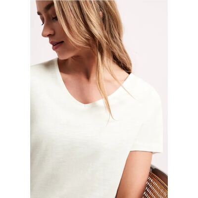 Street One Basic T-Shirt mit V-Neck in Unifarbe - Weiß - Damen Street One Basic T-Shirt mit V-Neck in Unifarbe - Weiß - Damen