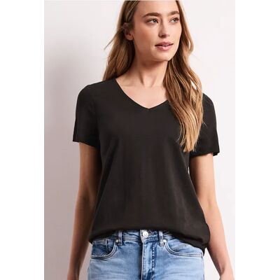 Street One Basic T-Shirt mit V-Neck in Unifarbe - Braun - Damen Street One Basic T-Shirt mit V-Neck in Unifarbe - Braun - Damen