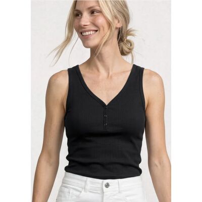 Street One Top in Rippstruktur mit V-Neck - Schwarz - Damen Street One Top in Rippstruktur mit V-Neck - Schwarz - Damen