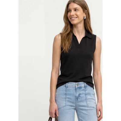 Street One Top in Rippstruktur mit Polokragen - Schwarz - Damen Street One Top in Rippstruktur mit Polokragen - Schwarz - Damen