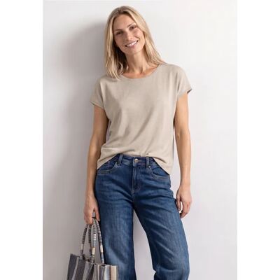 Street One Dropped Shoulder Shirt mit Rundhals - Beige - Damen Street One Dropped Shoulder Shirt mit Rundhals - Beige - Damen