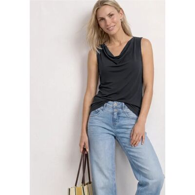 Street One Silk-Look Top mit Wasserfall-Ausschnitt - Schwarz - Damen Street One Silk-Look Top mit Wasserfall-Ausschnitt - Schwarz - Damen