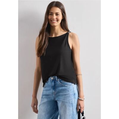 Street One Top mit U-Boot-Ausschnitt und Schulterdetail - Schwarz - Damen Street One Top mit U-Boot-Ausschnitt und Schulterdetail - Schwarz - Damen