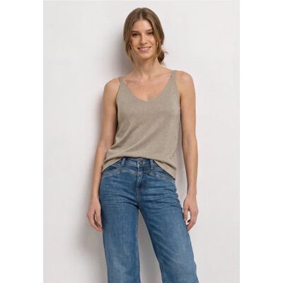 Street One Top mit V-Neck und Glitzerdetails - Beige - Damen Street One Top mit V-Neck und Glitzerdetails - Beige - Damen