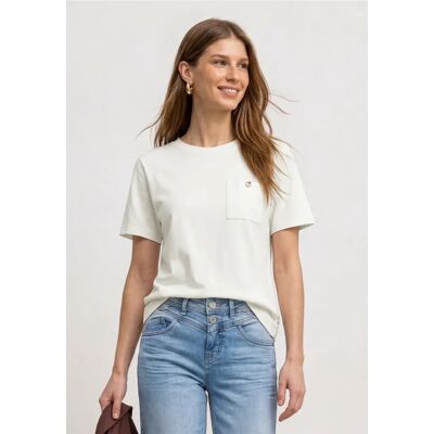 Street One T-Shirt mit Rundhals und Brusttasche - Weiß - Damen Street One T-Shirt mit Rundhals und Brusttasche - Weiß - Damen