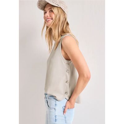 Street One Top mit seitlichen Knopfdetails - Beige - Damen Street One Top mit seitlichen Knopfdetails - Beige - Damen