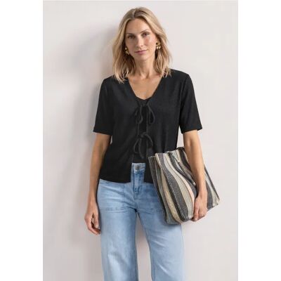Street One Jacke im Strick-Look mit Bändern - Schwarz - Damen Street One Jacke im Strick-Look mit Bändern - Schwarz - Damen