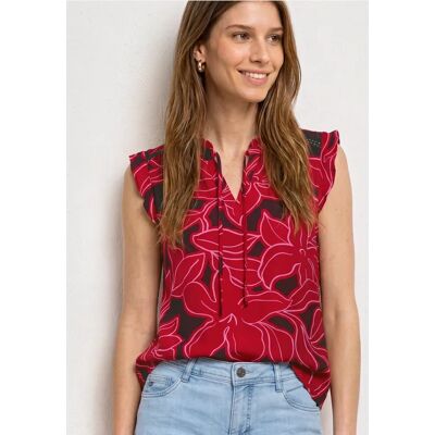 Street One Top mit Strukturmix und Crochet-Details - Rot - Damen Street One Top mit Strukturmix und Crochet-Details - Rot - Damen