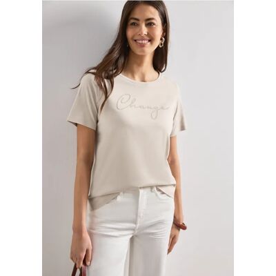 Street One T-Shirt mit Rundhals und Wording Artwork - Beige - Damen Street One T-Shirt mit Rundhals und Wording Artwork - Beige - Damen