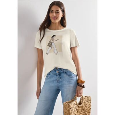 Street One T-Shirt mit Rundhals und Frontprint - Weiß - Damen Street One T-Shirt mit Rundhals und Frontprint - Weiß - Damen