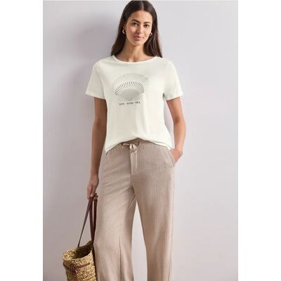 Street One T-Shirt mit Rundhals und Foliendetails - Weiß - Damen Street One T-Shirt mit Rundhals und Foliendetails - Weiß - Damen