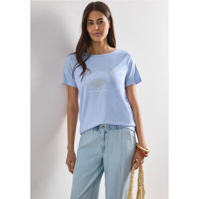 Street One T-Shirt mit Rundhals und Foliendetails - Blau - Damen Street One T-Shirt mit Rundhals und Foliendetails - Blau - Damen