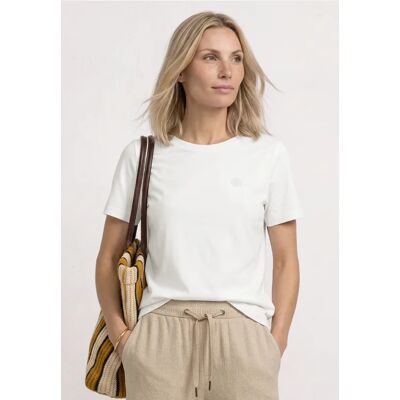 Street One T-Shirt mit Rundhals und Embroidery Detail - Weiß - Damen Street One T-Shirt mit Rundhals und Embroidery Detail - Weiß - Damen