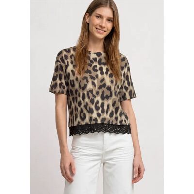 Street One T-Shirt mit Rundhals und Spitze - Beige - Damen Street One T-Shirt mit Rundhals und Spitze - Beige - Damen