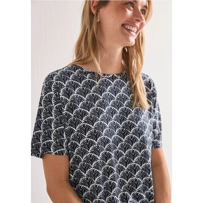 Street One Kurzarm Shirt mit Rundhals und Print - Blau - Damen Street One Kurzarm Shirt mit Rundhals und Print - Blau - Damen