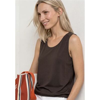 Street One Top aus Jersey mit Elastiksaum - Braun - Damen Street One Top aus Jersey mit Elastiksaum - Braun - Damen