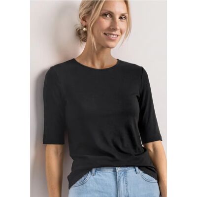 Street One Basic T-Shirt mit Rundhals in Unifarbe - Schwarz - Damen Street One Basic T-Shirt mit Rundhals in Unifarbe - Schwarz - Damen