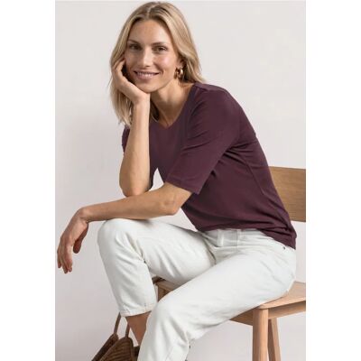 Street One Basic T-Shirt mit Rundhals in Unifarbe - Rot - Damen Street One Basic T-Shirt mit Rundhals in Unifarbe - Rot - Damen