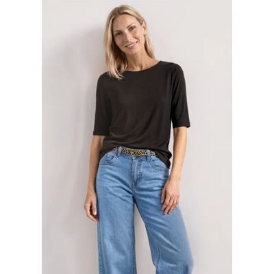 Street One Basic T-Shirt mit Rundhals in Unifarbe - Braun - Damen Street One Basic T-Shirt mit Rundhals in Unifarbe - Braun - Damen