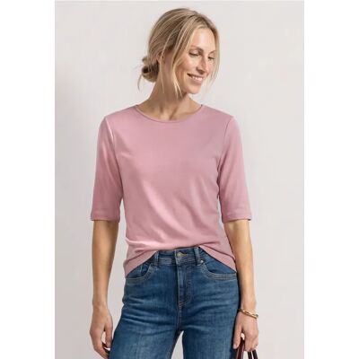 Street One Basic T-Shirt mit Rundhals in Unifarbe - Rosa - Damen Street One Basic T-Shirt mit Rundhals in Unifarbe - Rosa - Damen