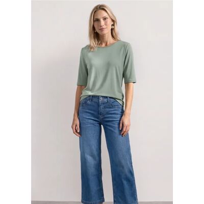 Street One Basic T-Shirt mit Rundhals in Unifarbe - Grün - Damen Street One Basic T-Shirt mit Rundhals in Unifarbe - Grün - Damen