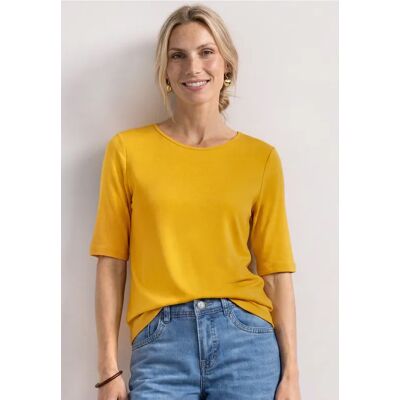 Street One Basic T-Shirt mit Rundhals in Unifarbe - Gelb - Damen Street One Basic T-Shirt mit Rundhals in Unifarbe - Gelb - Damen