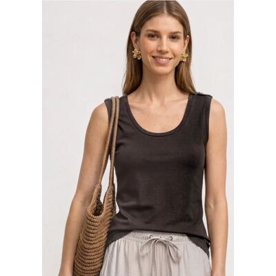 Street One Top mit Rounded V-Neck und Knopfdetail - Braun - Damen Street One Top mit Rounded V-Neck und Knopfdetail - Braun - Damen