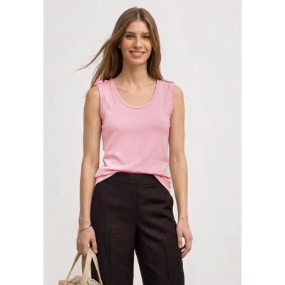 Street One Top mit Rounded V-Neck und Knopfdetail - Rosa - Damen Street One Top mit Rounded V-Neck und Knopfdetail - Rosa - Damen