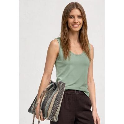 Street One Top mit Rounded V-Neck und Knopfdetail - Grün - Damen Street One Top mit Rounded V-Neck und Knopfdetail - Grün - Damen