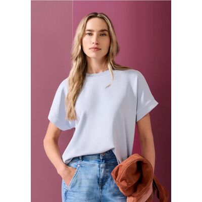 Street One T-Shirt im Silk-Look mit Rundhals - Blau - Damen Street One T-Shirt im Silk-Look mit Rundhals - Blau - Damen
