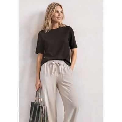 Street One T-Shirt mit Rundhals und Knopfdetails - Braun - Damen Street One T-Shirt mit Rundhals und Knopfdetails - Braun - Damen