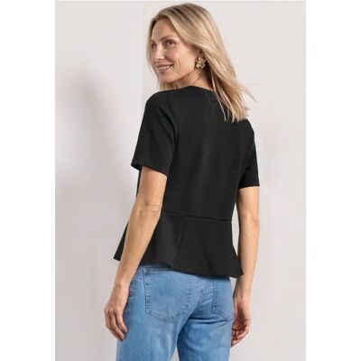 Street One T-Shirt mit Rundhals und Volant-Detail - Schwarz - Damen Street One T-Shirt mit Rundhals und Volant-Detail - Schwarz - Damen