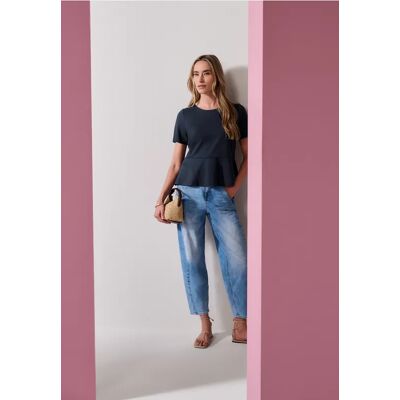 Street One T-Shirt mit Rundhals und Volant-Detail - Blau - Damen Street One T-Shirt mit Rundhals und Volant-Detail - Blau - Damen