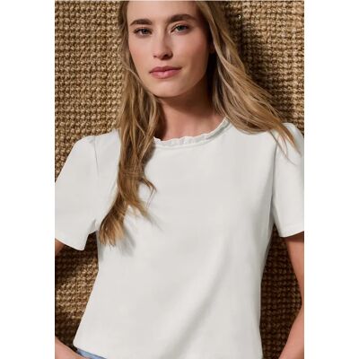 Street One T-Shirt mit Rundhals und Rüschendetails - Weiß - Damen Street One T-Shirt mit Rundhals und Rüschendetails - Weiß - Damen