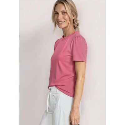 Street One T-Shirt mit Rundhals und Rüschendetails - Pink - Damen Street One T-Shirt mit Rundhals und Rüschendetails - Pink - Damen