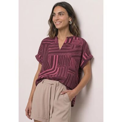 Street One Dropped Shoulder Shirt mit Split Neck - Pink - Damen Street One Dropped Shoulder Shirt mit Split Neck - Pink - Damen