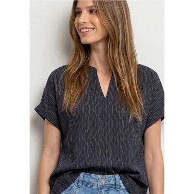 Street One Dropped Shoulder Shirt mit Split Neck - Blau - Damen Street One Dropped Shoulder Shirt mit Split Neck - Blau - Damen