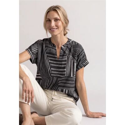 Street One Dropped Shoulder Shirt mit Split Neck - Blau - Damen Street One Dropped Shoulder Shirt mit Split Neck - Blau - Damen