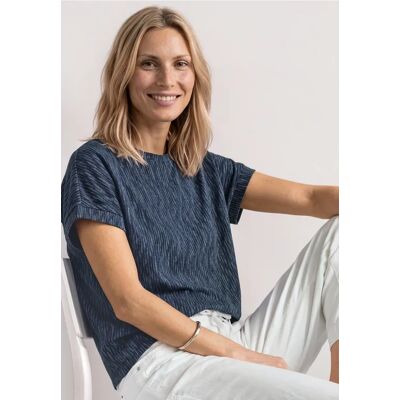 Street One T-Shirt im Silk-Look mit Rundhals - Blau - Damen Street One T-Shirt im Silk-Look mit Rundhals - Blau - Damen