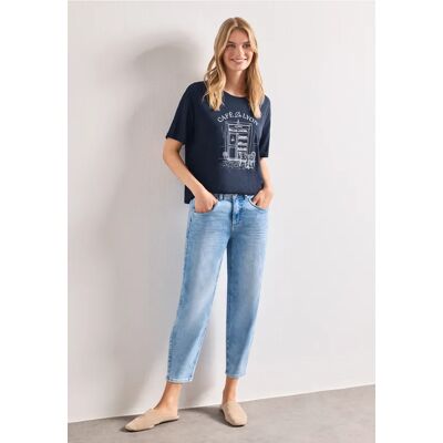 Street One T-Shirt mit Rundhals und Frontprint - Blau - Damen Street One T-Shirt mit Rundhals und Frontprint - Blau - Damen