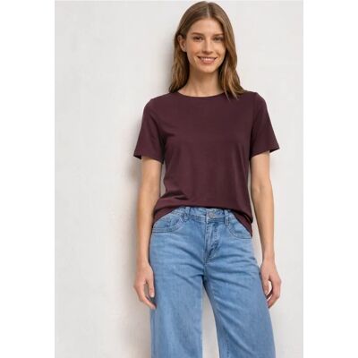 Street One Basic T-Shirt mit Rundhals in Unifarbe - Rot - Damen Street One Basic T-Shirt mit Rundhals in Unifarbe - Rot - Damen