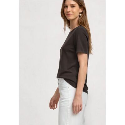Street One Basic T-Shirt mit Rundhals in Unifarbe - Braun - Damen Street One Basic T-Shirt mit Rundhals in Unifarbe - Braun - Damen