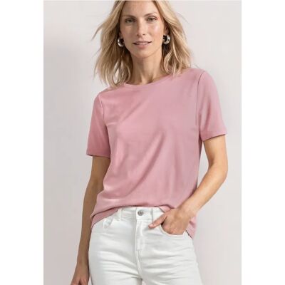 Street One Basic T-Shirt mit Rundhals in Unifarbe - Rosa - Damen Street One Basic T-Shirt mit Rundhals in Unifarbe - Rosa - Damen