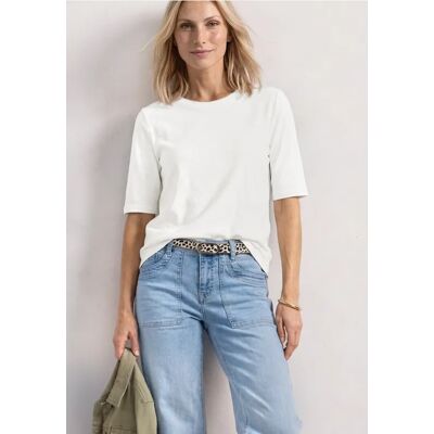 Street One Basic T-Shirt mit Rundhals in Unifarbe - Weiß - Damen Street One Basic T-Shirt mit Rundhals in Unifarbe - Weiß - Damen