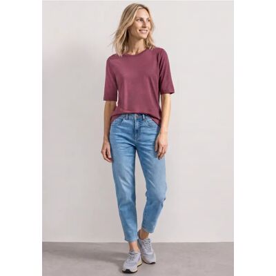 Street One Basic T-Shirt mit Rundhals in Unifarbe - Rosa - Damen Street One Basic T-Shirt mit Rundhals in Unifarbe - Rosa - Damen