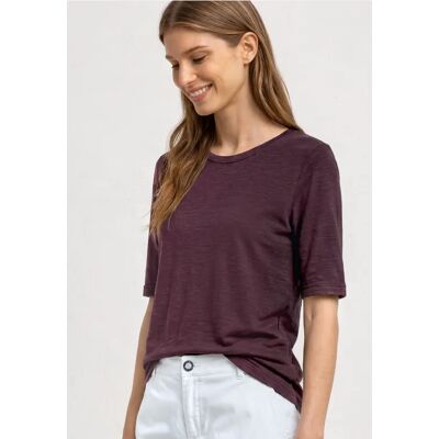 Street One Basic T-Shirt mit Rundhals in Unifarbe - Rot - Damen Street One Basic T-Shirt mit Rundhals in Unifarbe - Rot - Damen