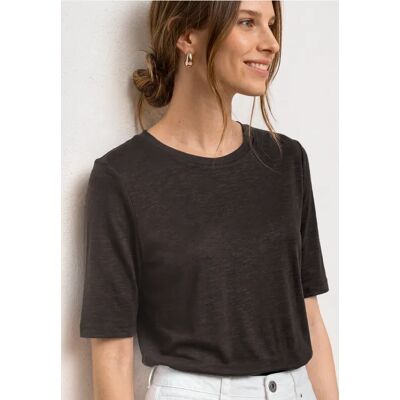 Street One Basic T-Shirt mit Rundhals in Unifarbe - Braun - Damen Street One Basic T-Shirt mit Rundhals in Unifarbe - Braun - Damen